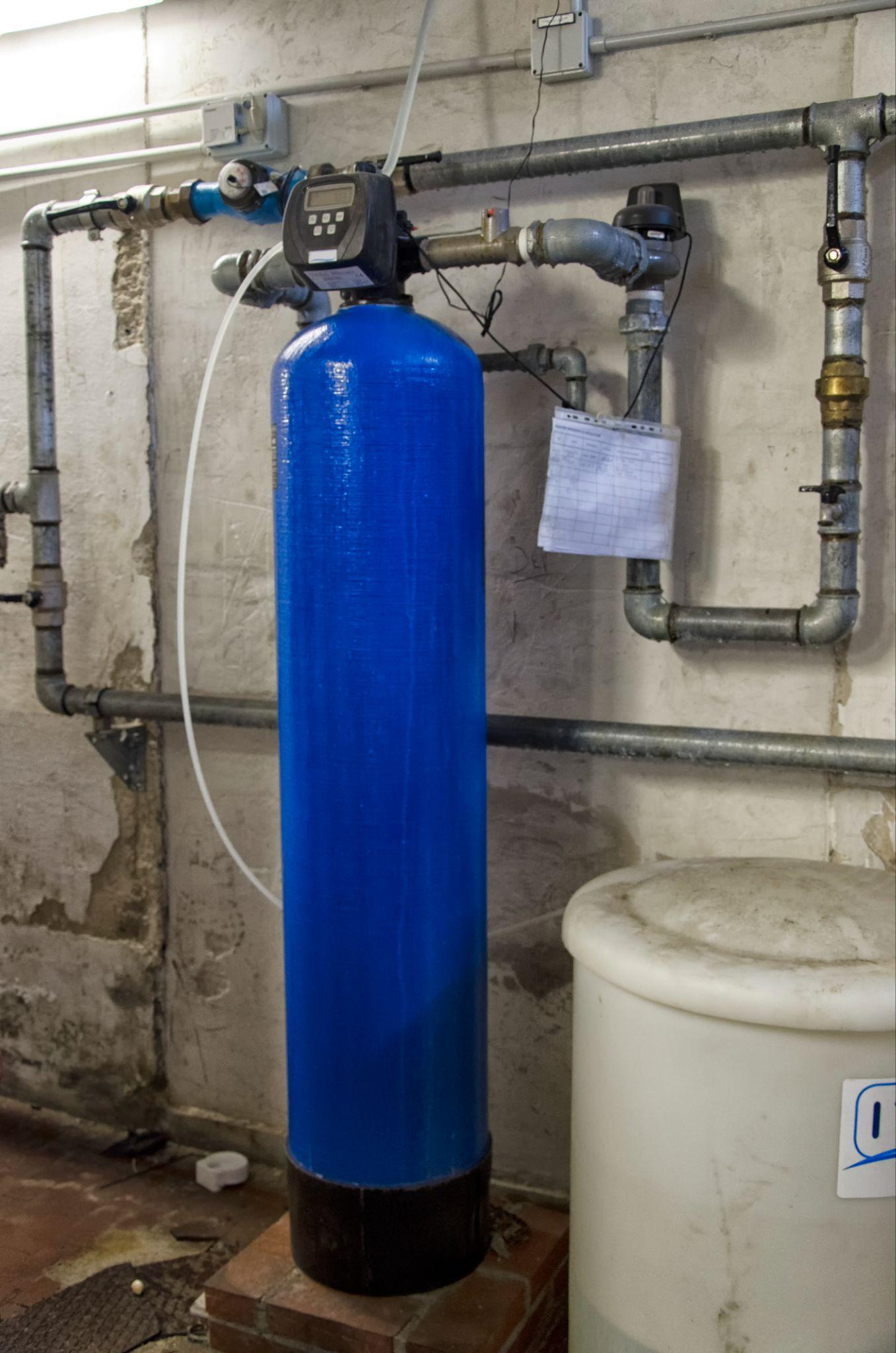 Water softener installed in a basement Water softener installed in a basement